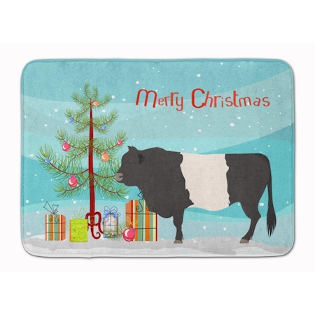 Carolines Treasures Belted Galloway Cow Christmas Machine Washable Memory Foam Mat BB9198RUG